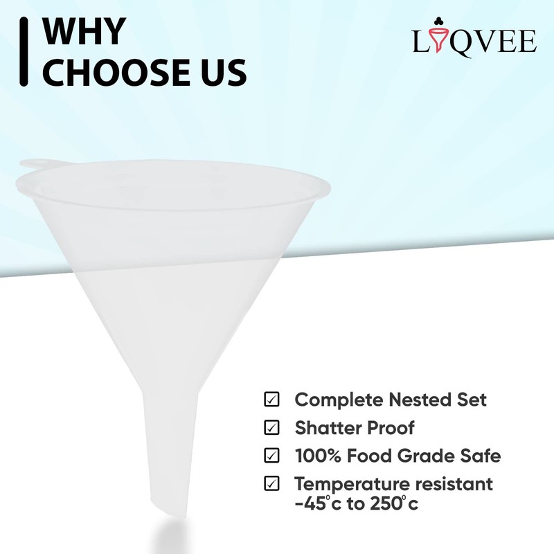 Liqvee Funnel Transparent in 4 Different Sizes (122, 101, 76