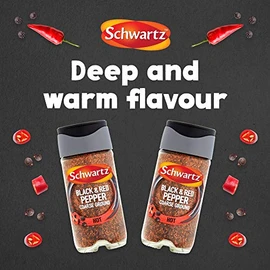 Schwartz Schwartz Black & Red Pepper Course Ground 45 G | Jar | Pack of 6 | Deep & Warm Flavour | Adds a Spicy Kick | Versatile Ingredient