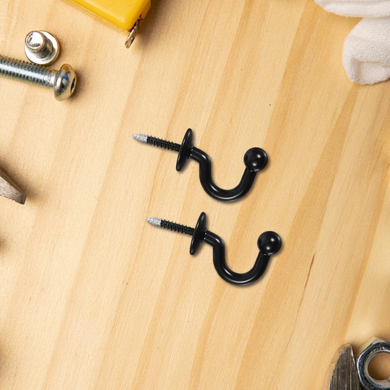 Kichvoe 2Pcs Black Curtain Tiebacks Wall Hooks - Zinc Alloy