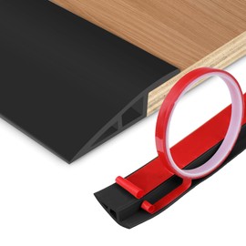 Floor Transition Strip Vinyl Door Threshold Ramp Self Adhesive Carpet Edging Strip Doorway Edge Trim, Overlap Edge Reducer for Laminate Carpet, Floor, Tile (Black, 1/5" to 2/5", 10Ft)