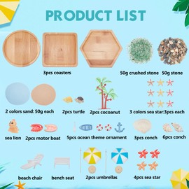WEBEEDY 3 Sets Miniature Beach Zen Garden Kit Sand Craft Kit Ocean Beach Sandbox Decorations Meditation Mini Zen Garden Accessories for Home Office Desktop Decor Unique Gift