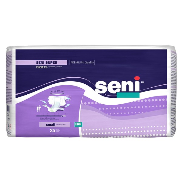 Seni Super Adult Briefs for Heavy Incontinence, Small, 75 Count,S-SM25-BS1
