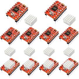 CenryKay 10pcs A4988 Stepstick Stepper Motor Driver Module with Aluminum Heat Sink for 3D Printer Reprap