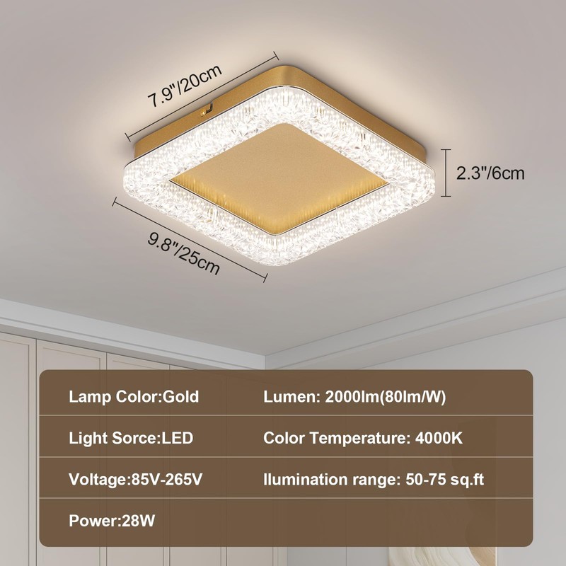 Vloitgol 10 Inch 4500K Square Modern Flush Mount Ceiling Light