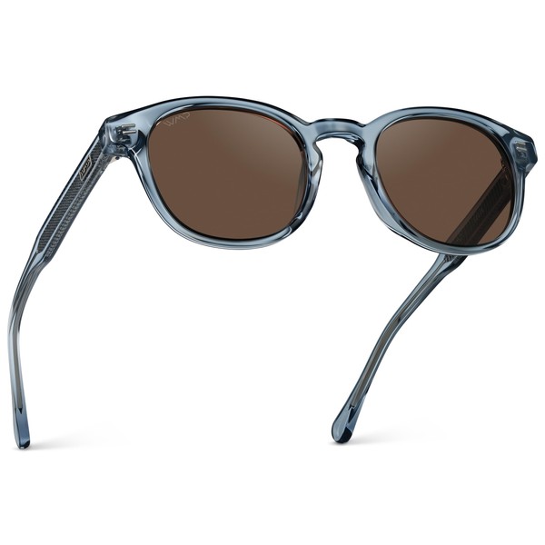 WMP Eyewear - Men's Retro Round Oval Polarized Sunglasses, Lightweight