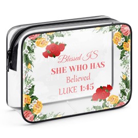 Christian Gifts Religious Gift for Her Bible Verse Makeup Bag Inspirational Faith Gifts for Women God Christmas Birthday Spiritual Gifts for Best Friend Sister Mom Cosmetic Bag Clear Toiletry Pouch