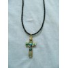 Egyptian Cross Christian Necklace Paua Shell With Rope Chain Catholic