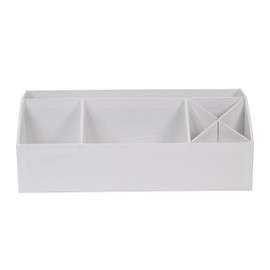 Bigso Box of Sweden Schreibtisch Organizer mit 4 Fächern – Ordnungssystem für Zettel, Büroklammern, Stifte usw. – Sortierkasten aus Faserplatte und Papier in Leinenoptik (Weiß)