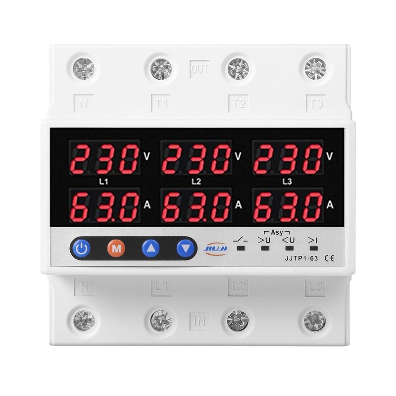 DEWIN Voltage Protection, 3 Phase Voltmeter Ammeter DIN Rails Over