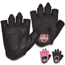 FIGHTSENSE Workout Gloves for Men Women, Weight Lifting Glove with Non-Slip Silicon Padded Palm, Breathable, Lightweight Exercise Gym Gloves for Weightlifting Powerlifting Cycling Rowing (Black, XL)