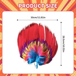 Leogony Punk Mohican Wig, Multi-Coloured 80s Rocker Funny Wigs for Fancy Dress Party Accessories