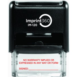 Supply360 AS-IMP1059 - NO Warranty Implied OR Expressed in Any Way OR Form W/Signature Line, Red Ink, 9/16" x 1-1/2" Impression Size, Laser Engraved for Clean, Precise Imprints