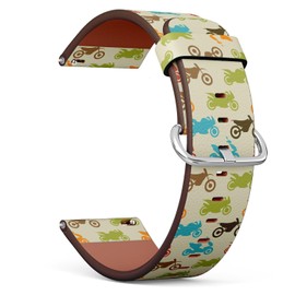 Compatible with Garmin Forerunner 165/165 Music, Forerunner 35/45 / 45S, 20mm, Replacement Leather Watch Band (Retro Motorcycle) Smartwatch Strap Bracelet