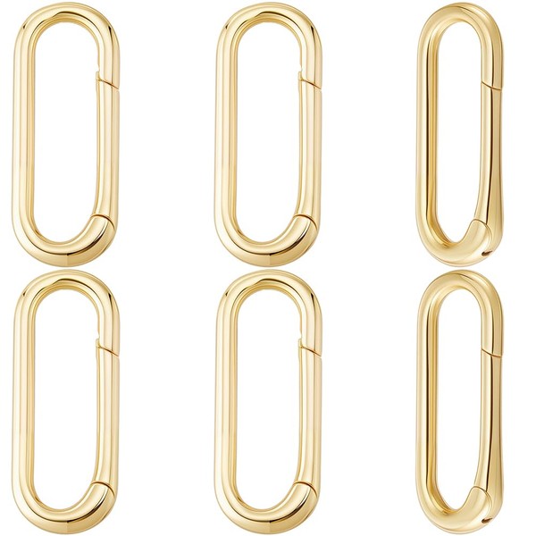 Beebeecraft 1 Box 6Pcs Spring Gate Rings 18K Gold Plated