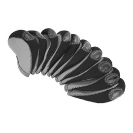 PATIKIL Golf Club Iron Head Covers, 10 Pack Visible Window Waterproof Protection Sleeve for Outdoor Sport, Gray, Black