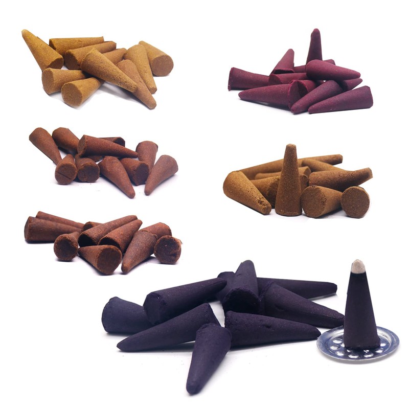 Incense Cones Gift Pack Set Sticks Total,Red Rose,Super Sandal,Patchouli,White Musk,Meditation,Lavender