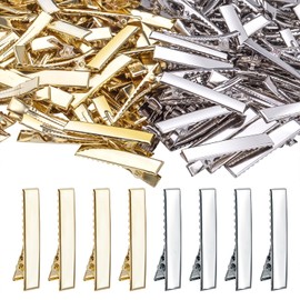 200 pinzas de metal de 32 mm para el pelo, antideslizantes, pasador de pelo de pato, pinzas para seccionar, clips para peluquería, accesorios de bricolaje, color dorado y plateado