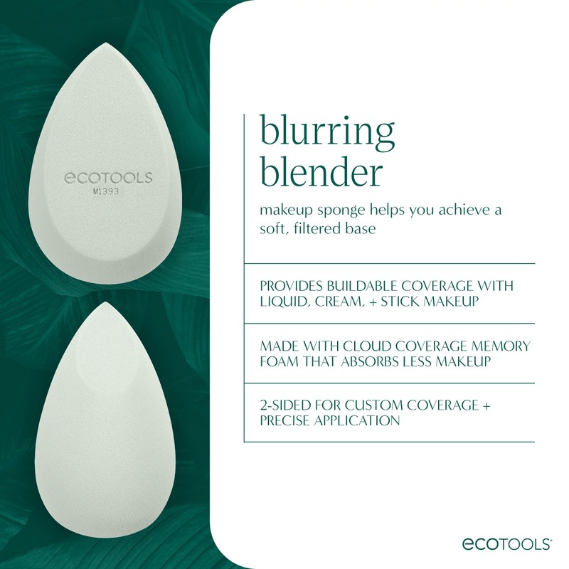 EcoTools Blurring Blender Makeup Sponge Duo, Makeup Blender Sponge For