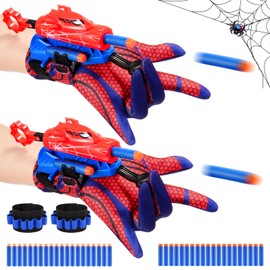 Excitobo 2 Sets Superhero Web Shooters for Kids Age 3-7,Adjustable Spider Wrist Launcher Slinging Toy Set with 40 Darts,Ideal Birthday for Boys & Girls Imaginative Role-Play Costume Accessory
