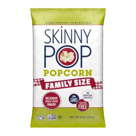 SkinnyPop Popcorn, Gluten Free, Dairy Free, Non-GMO, Healthy Snacks, Skinny Pop Original Popcorn, 8oz Family Size Bag (6 Count)
