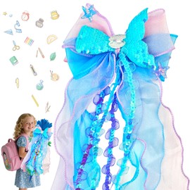 Ourdort Mermaid School Cone Bow, Sugar Cones, First Day of School Decoration (40 cm, Blue)