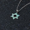 JEVLUH Blue Opal David Star Necklace, Crystal Fire Opal Hexagram