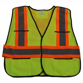 Petra Roc LV2-PSVCSA-Plus Front Mesh Back/Orange Contrast Binding Public Safety Vest, XX-Large/5X-Large, Lime Solid