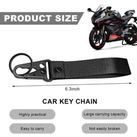 ZNDAW Motorcycle Keychain, Fabric Multifunctional Motorcycle Key Chain Holder, Anti-Lost Wrist Lanyard Key Chain (Black)