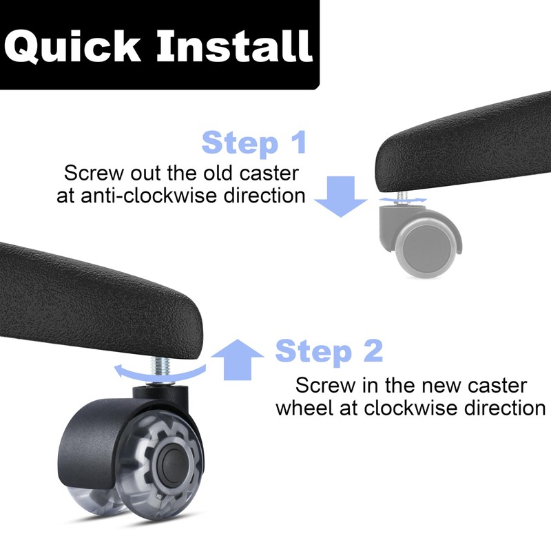 2” Office Chair Caster with M10 x 25 Threaded Stem