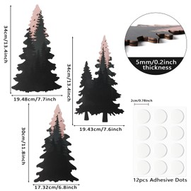 Lumncomfor 3PCS Wooden Pine Tree Wall Art Set, Forest Wall Decor Woodland Nature Tree Themed Home Decor Rustic Christmas Gift for Living Room Nursery Bedroom Cabin Office