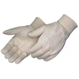 Canvas Standard Weight Men’s White Cotton Canvas Gloves Knit Wrist