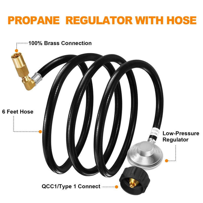 GasSaf 6Feet Propane Regulator with Hose for Blackstone 17 &
