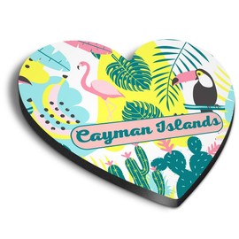 1x Heart MDF Magnet 6cm - Cayman Islands Toucan Flamingo - Fridge Locker Office Whiteboard Toolbox #60984