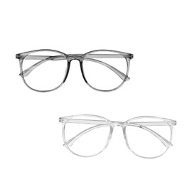 ASFWAGQ Pack of 2 Blue Light Glasses, Transparent Computer Glasses, Gaming Protective Glasses, Glasses Frame, Blue Light Glasses, UV Blue Blocked, Super Light Reduction of Eye Strain, Unisex, White