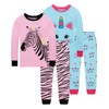 Dolphin&Fish Girls Pajamas 100% Cotton Girls Unicorn Zebra Pajamas 4Pieces