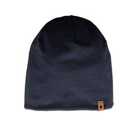 maximo Kids Beanie, Jersey Plain Roughened Jersey Lining, Made in Germany, Cotton Jersey, Dark navy, 51
