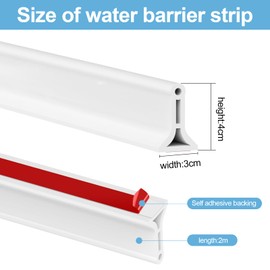 Jortmrd 2M Shower Seal for Bathroom, White, Shower Threshold Shower Barrier, Foldable for Bathtub, Corner Sink (200 x 4 x 3cm)