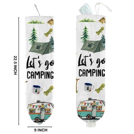 Camping Plastic Bag Holder, Wall Mount Trash Bag Holder, Tent Rv Bonfire Reusable Grocery Bags Organizer Storage Dispenser for Camp Kitchen Pantry, Camping Gifts for Women Men Camper