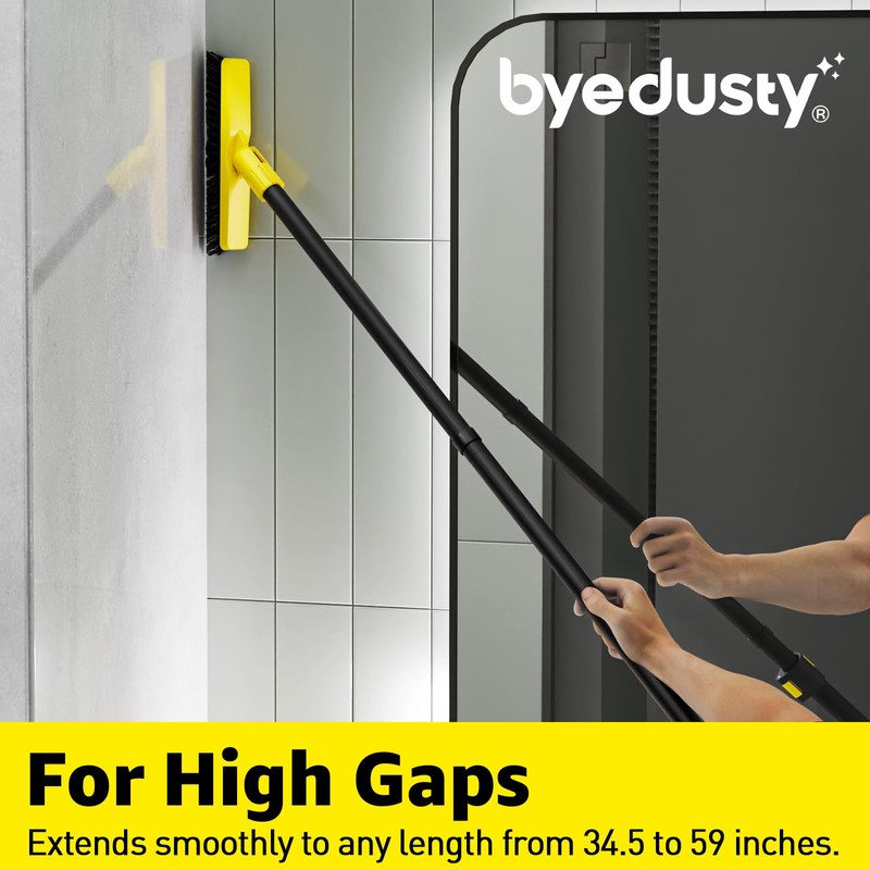Grout Brush with Long Adjustable Handle - Telescopic, Rotation Tile