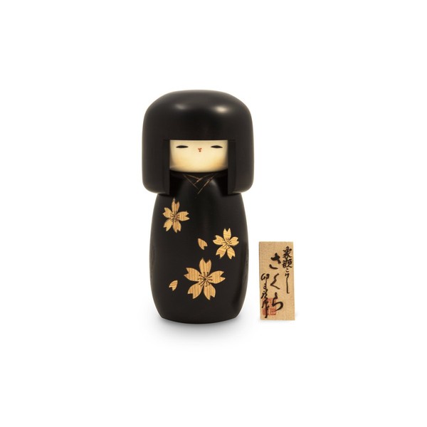 Kokeshi Zogan Cherry Original Japanese Wooden Doll Hand Carved Hand Painted Art from Japan for Decoration Good Luck Collector Doll Talisman Gift of Love for Spring 21cm