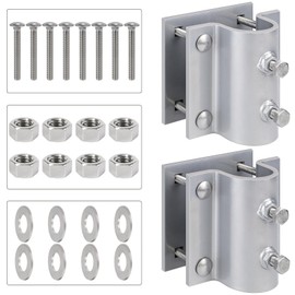 Dock Brackets Hardware,Dock Post Hardware,Stationary Dock Side Leg Pipe Holder Sleeve Pole Bracket,Heavy Duty, Includes 2 Pipe Brackets + 2 Backer Plate + Carriage Bolts