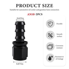 SHMZK 2 PCS 10AN Straight Push Lock Hose Fitting End, Aluminum Female Straight Swivel Barb Oil Line Fitting End, Push-on/Lock Swivel Barb Connector Hose Adaptor for Rubber Fuel Line