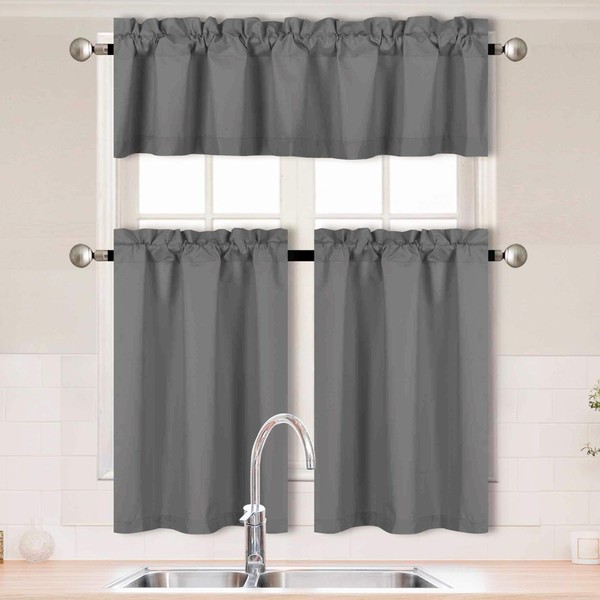 Better Home Style 3 Piece Solid Color 100% Blackout Kitchen