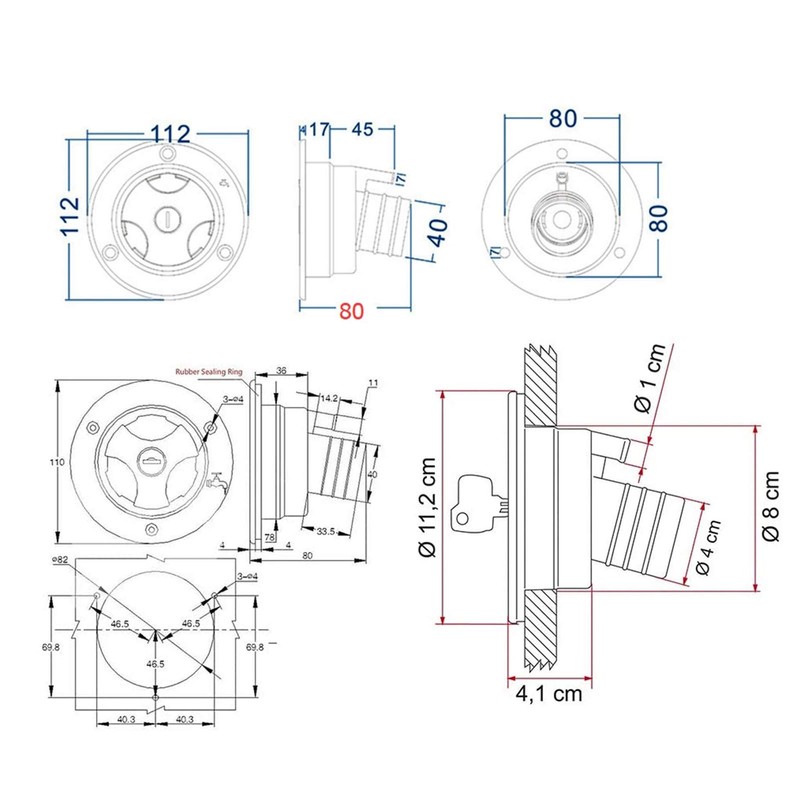 Gravity Water Inlet, White Gravity Freshwater Inlet, Leak-proof Hatch Filler