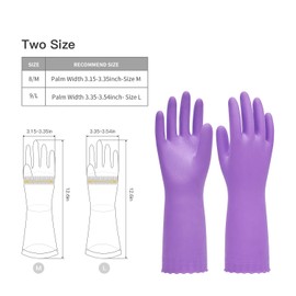 PACIFIC PPE 4 Pairs Reusable Dishwashing Cleaning Gloves with Latex Free, Cotton Lining, Kitchen Gloves, Purple, Large