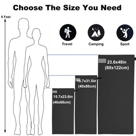 Microfibre Travel Towel, Lightweight & Quick Dry Gym Towels, Soft, Super Absorbent, Ultra Compact Towel Great for Sports, Camping, Gym, Beach and Swimming (Black, 60x122cm)