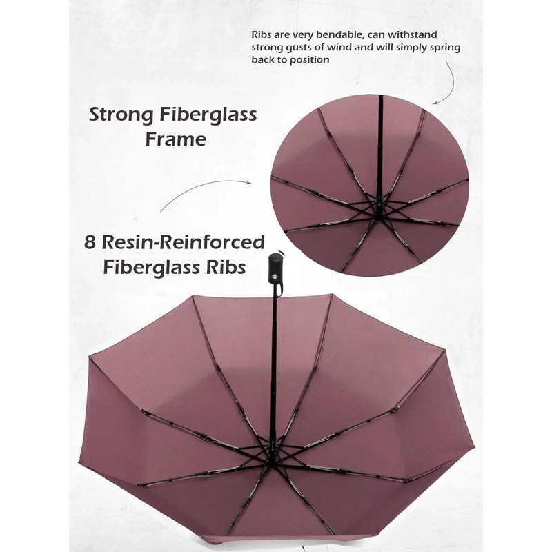 UK-UNIQUE Windproof Umbrella Windproof Travel Umbrella - Compact, Light, Automatic,