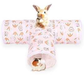 3 Way Washable Hideout Toys, Small Pet Tunnels and Tubes for Baby Rabbit Ferret Hamster Chinchilla Hedgehog Hiding and Resting (White)