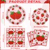 FVEOCR 120PCS Strawberry Theme Tableware Set Strawberry Birthday Party Supplies