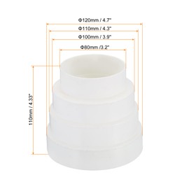 PATIKIL 2pcs 80mm-120mm Duct Reducer Duct Connector Duct Inline Adapter Inserer ABS Plastic Vent for HVAC Heating and Cooling Ventilation